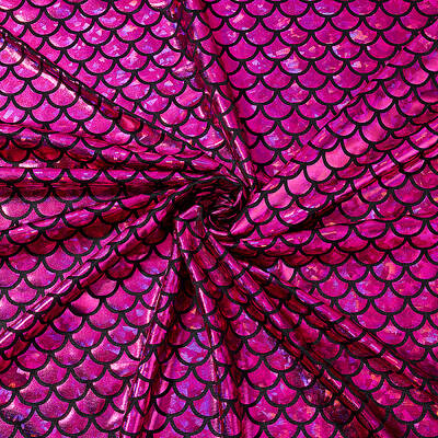Sparkly Hologram Spandex Mermaid Printed Fish Scale Fabric