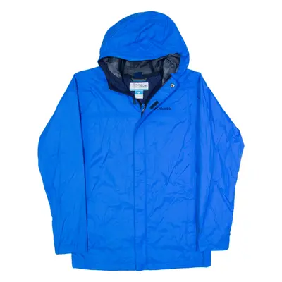 COLUMBIA Boys Rain Jacket Blue Hooded L