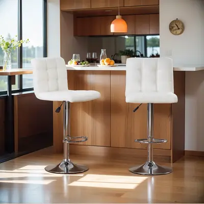 ăDealsforyouăCOMHOMA Bar Stools, Modern PU Leather Swivel, Adjustable Hydraulic Bar Stool, 16.1â Wide Base Square Count...
