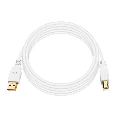 8617 Monoprice USB-A to USB-B 2.0 Cable 28/24AWG Gold Plated White 10ft