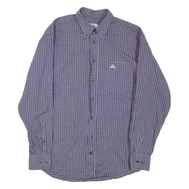 ADIDAS Mens Shirt Purple Check Long Sleeve L