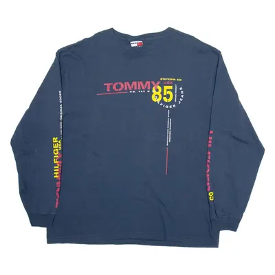 TOMMY JEANS Mens T-Shirt Blue Long Sleeve L