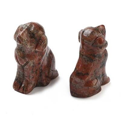 Natural Sesame Jasper Carved Dog Figurines