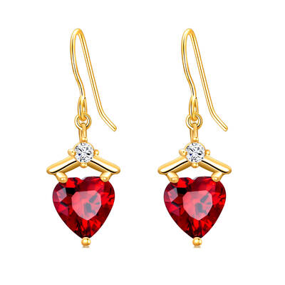 14K Gold Heart Cubic Zirconia Drop Earrings For Women Best Friends