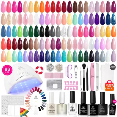 Beetles Gel Nail Polish Kit with U V Light Gel Polish Nail Set with Diamond Decorations & Nail Art Stickers and Manicure Tool...