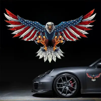 Eagle & Flag Pattern Car Decorative Sticker, Car Body & Window Sticker, Car Decoration Accessories, Stickers for Car Decor