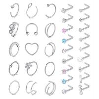 20G Stainless Steel Nose Rings for Women Nose Rings Hoops L Shaped Nose Studs Screw Nose Piercing Jewelry Silver Gold dainty ...