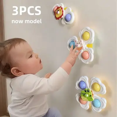 3 Pcs Suction Cup Spinner Toys,Fidget Spinner Toy,essentials, Spinning Toys for Toddlers 1-3, toys,bath toys Sensory Toys...