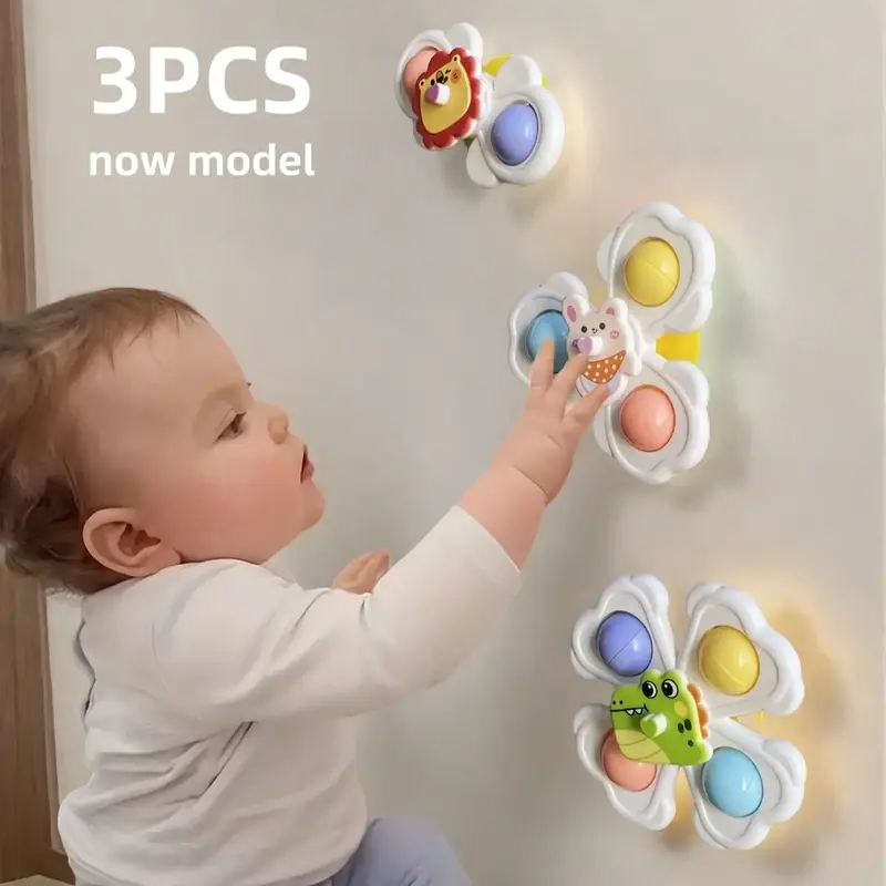 3 Pcs Suction Cup Spinner Toys,Fidget Spinner Toy,essentials， Spinning Toys for Toddlers 1-3, toys，bath toys Sensory Toys...
