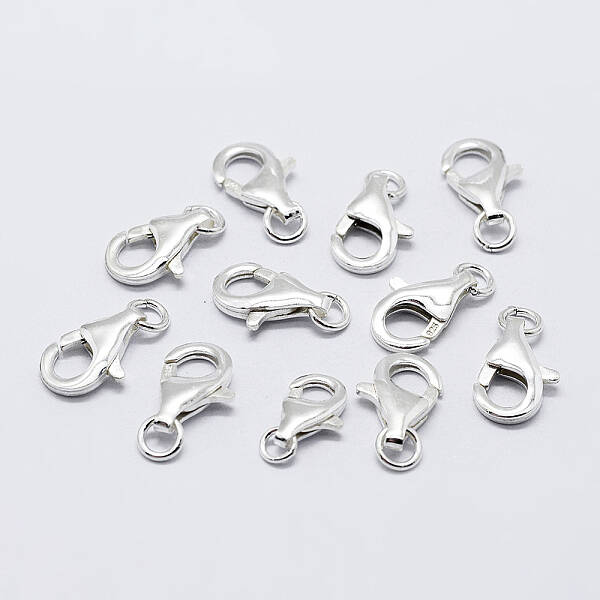 Anti-Tarnish Rhodium Plated 925 Sterling Silver Lobster Claw Clasps