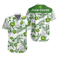 John Deere Aloha Style 3D Printing Summer Casual Short Sleeve Shirt Street Men Menswear Top Size S-5XL