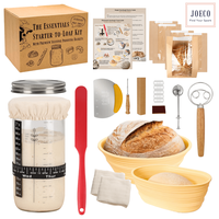 Sourdough Starter-To-Loaf Kit, Premium Silicone Oval & Round Bread Proofing Basket Set, Easy Baking Instructions, Complete So...