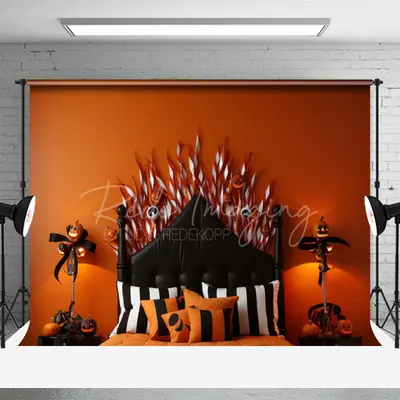 Pumpkin Light Halloween Headboard Photo Backdrop - Aperturee