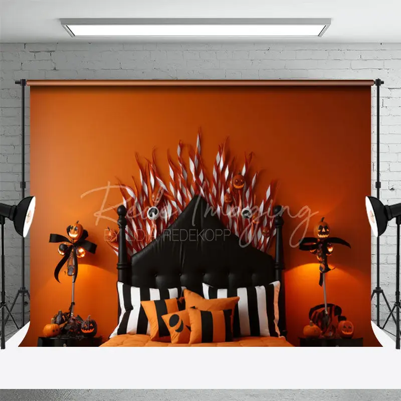 Pumpkin Light Halloween Headboard Photo Backdrop - Aperturee