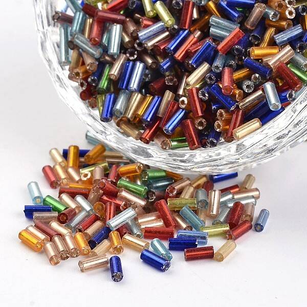 Silver Lined Round Hole Glass Bugle Beads