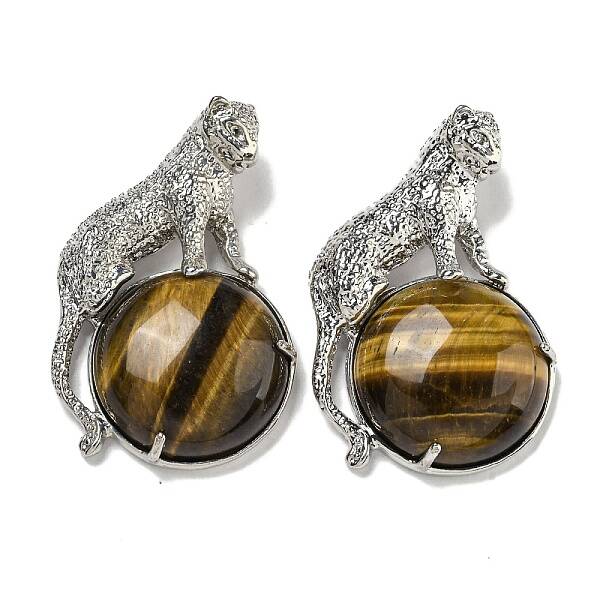 Natural Tiger Eye Half Round Pendants