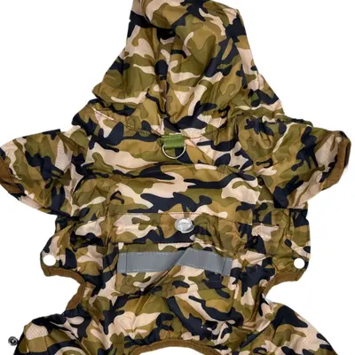 Camouflage Pattern Poly Pongee Rain Coat for Small Dogs - Multiple Sizes