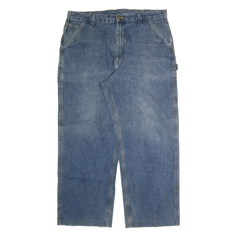 CARHARTT Dungaree Fit Mens Jeans Blue Relaxed Straight Stone Wash W38 L29