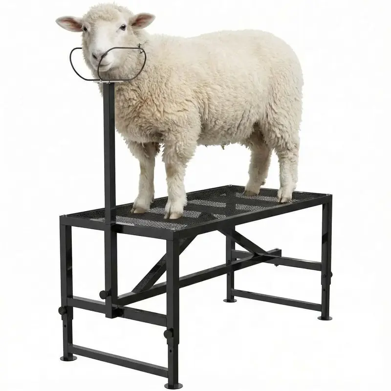 Garvee Goat Milking Stand Adjustable Height Metal Rust-Proof Heavy-Duty Steel with Nose Loop for Livestock Grooming