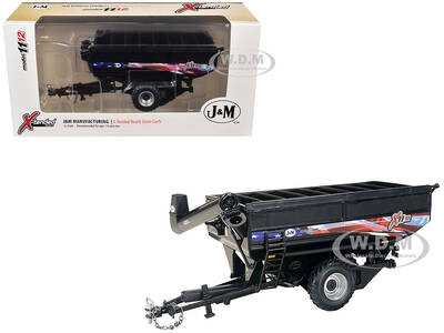 J&M 1112 X-Tended Reach Patriotic Grain Cart with Dual Wheels Black 1/64 Diecast Model by SpecCast