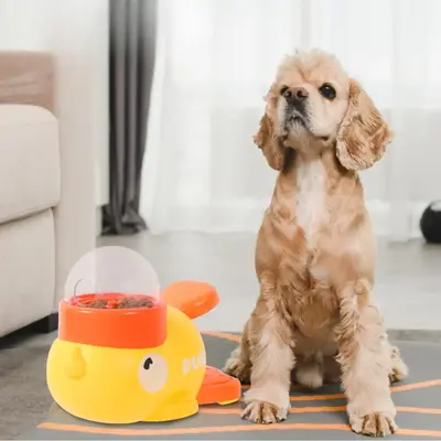 Duck Design Pet Feeder, Interactive Pet Food Launcher, Pet Snack Launcher, Dog & Cat Accessories, Fun Pet Toys, Dog & Cat Fee...