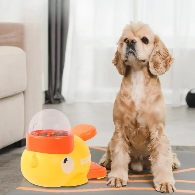Duck Design Pet Feeder, Interactive Pet Food Launcher, Pet Snack Launcher, Dog & Cat Accessories, Fun Pet Toys, Dog & Cat Fee...