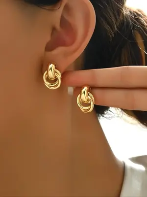 Elegant Knot Design Dangle Earrings for Women, Fashionable Minimalist Stud Earrings for Party & Daily Decor, Trendy All-match...