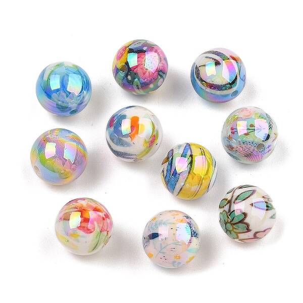 Printed Acrylic Round Beads