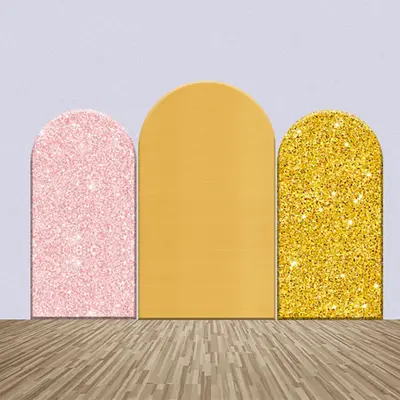 Yellow Pink Gold Glitter Party Arch Backdrop Kit - Aperturee