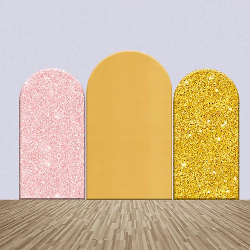Yellow Pink Gold Glitter Party Arch Backdrop Kit - Aperturee