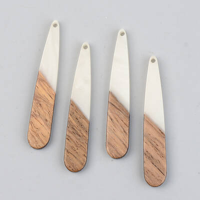 Opaque Resin & Walnut Wood Pendants
