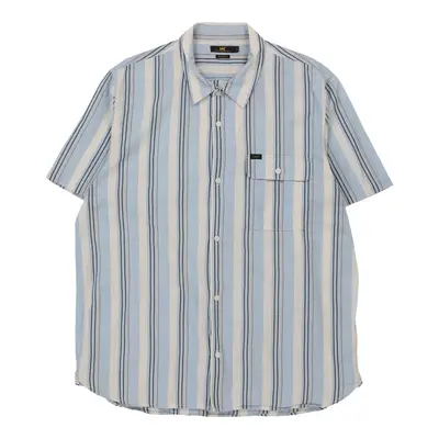 Lee Striped Short Sleeve Shirt - 2XL Blue Cotton