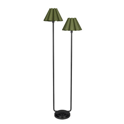 Polly Floor Lamp (Blackened Brass with Olive Scalloped Shade)