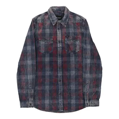 Guess Checked Cord Shirt - Small Multicoloured Cotton