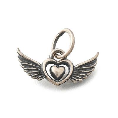925 Sterling Silver Angel Wings Heart Charms