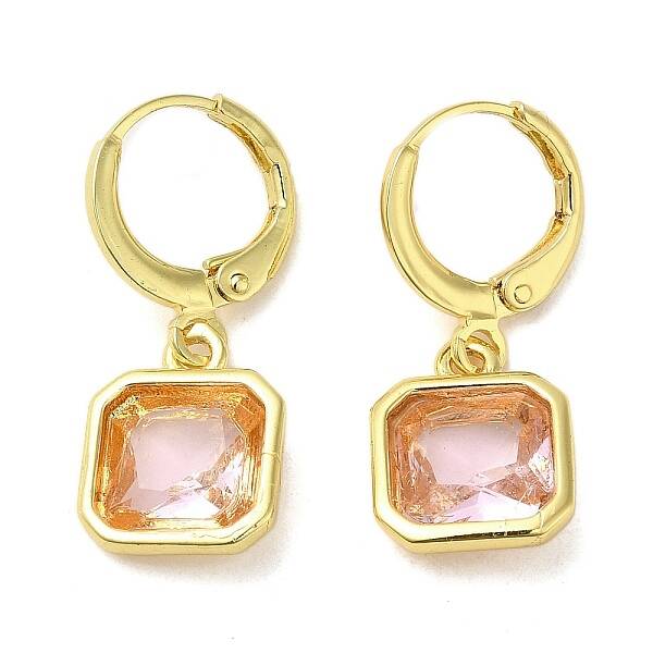 Real 18K Gold Plated Brass Dangle Leverback Earrings