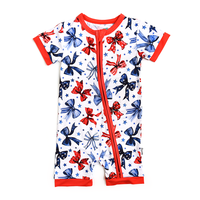 Eleanor Bows SHORTY ZIP Bamboo Red, White Blue Outfit Two Way Zipper Gigi and Max