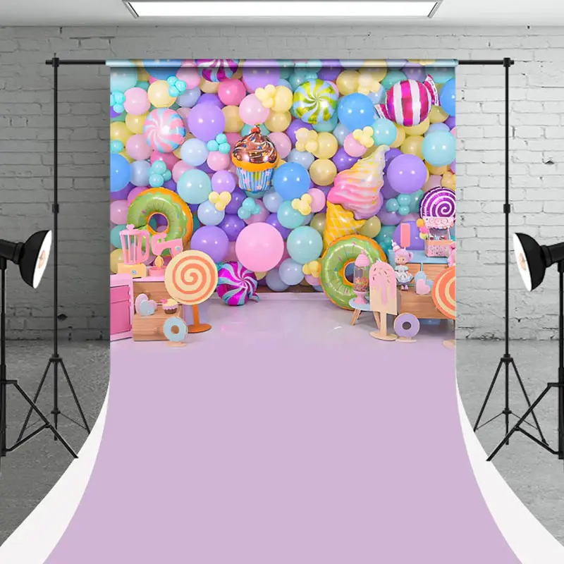 Colorful Balloons Candyland Sweep Photo Backdrop - Aperturee