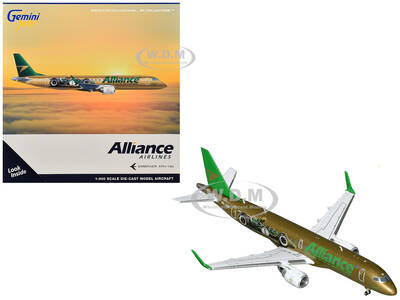 Embraer ERJ-190 Commercial Aircraft Alliance Airlines - Sir Jack Brabham (N7620U) Gold Metallic with Graphics 1/400 Diecast...