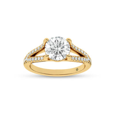 Delhi Split Shank Round Lab Grown Diamond Engagement Ring | 10K Yellow Gold 3 1/3 CT. TW.
