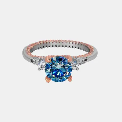 【276】Blue Synthetic Moissanite Ring– Elegant and Vibrant Choice for Special Events