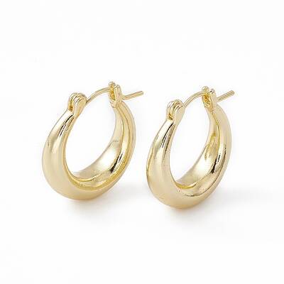Brass Thick Hoop Earrings for Women