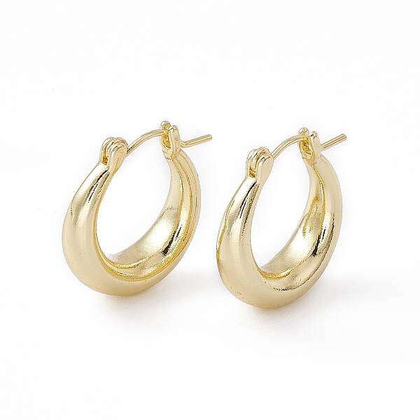 Brass Thick Hoop Earrings for Women