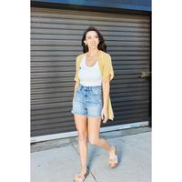Judy Blue Workin 9-5 High-Rise Denim Shorts Womenswear Bottom Comfort Fit Frayed Raw Hem Distressing