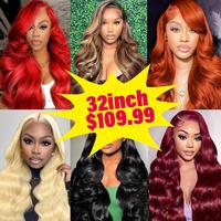[32 inch $109.99] 32 Inch Uveous 13x4 Body Wave Lace Front Wigs Human Hair Pre Plucked Lace Frontal Human Hair Wigs 180% Dens...