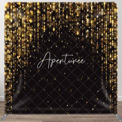 Aperturee Black Gold Glitter Bokeh Pillow Cover Backdrop, 6X6FT(1.8X1.8M), 111 USD, square double-sided backdrops, DSAH0B716-...