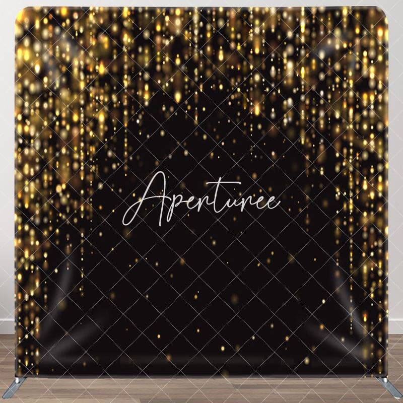 Aperturee Black Gold Glitter Bokeh Pillow Cover Backdrop, 6X6FT(1.8X1.8M), 111 USD, square double-sided backdrops, DSAH0B716-...