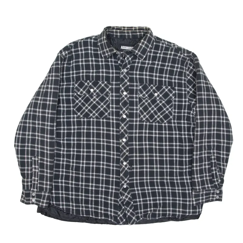 AGGRESSOR Insulated Lumberjack Flannel Jacket Black Check Mens XL