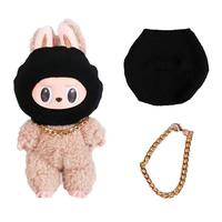 17cm Dolls Accessories gold necklace head covering for labubu funny accessory black gold