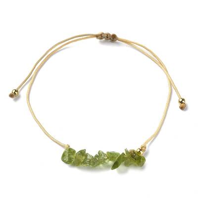 Natural Peridot Chips Braided Bead Bracelets
